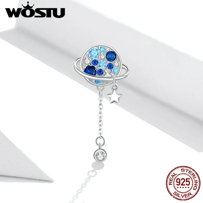 WOSTU Blue Planet бусы для женщин ювелирное изделие из стерлингового серебра 925 пробы