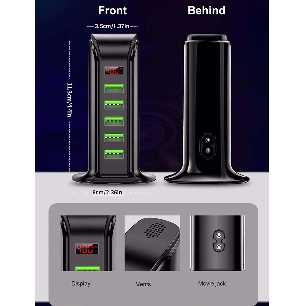 

5 Port USB Charger HUB LED Display Chargers Universal Mobile Phone Desktop Home Multi USB Charging Station Dock EU/US/UK Plug