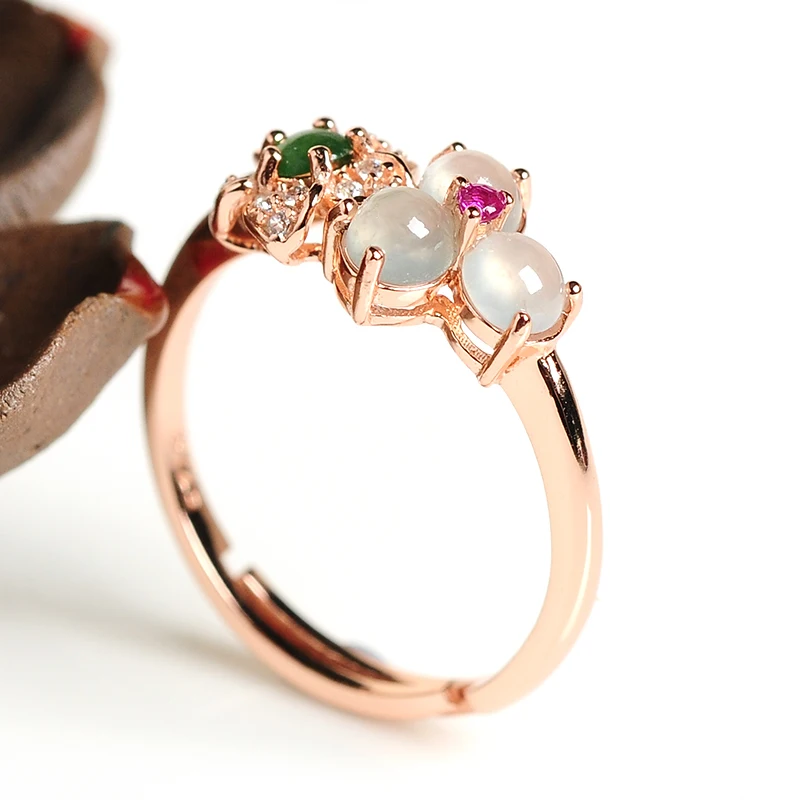 Цветок клевера сердце Изумрудное кольцо 925 серебро инкрустированное из