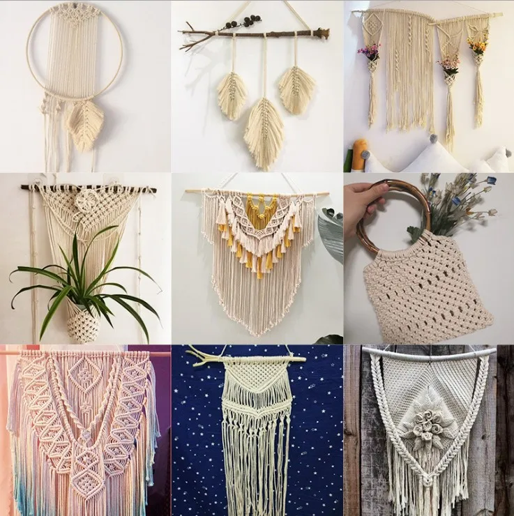 10/8/6/5/4 мм веревка витая хлопковый шнур ручной работы натуральный бежевый Шнур