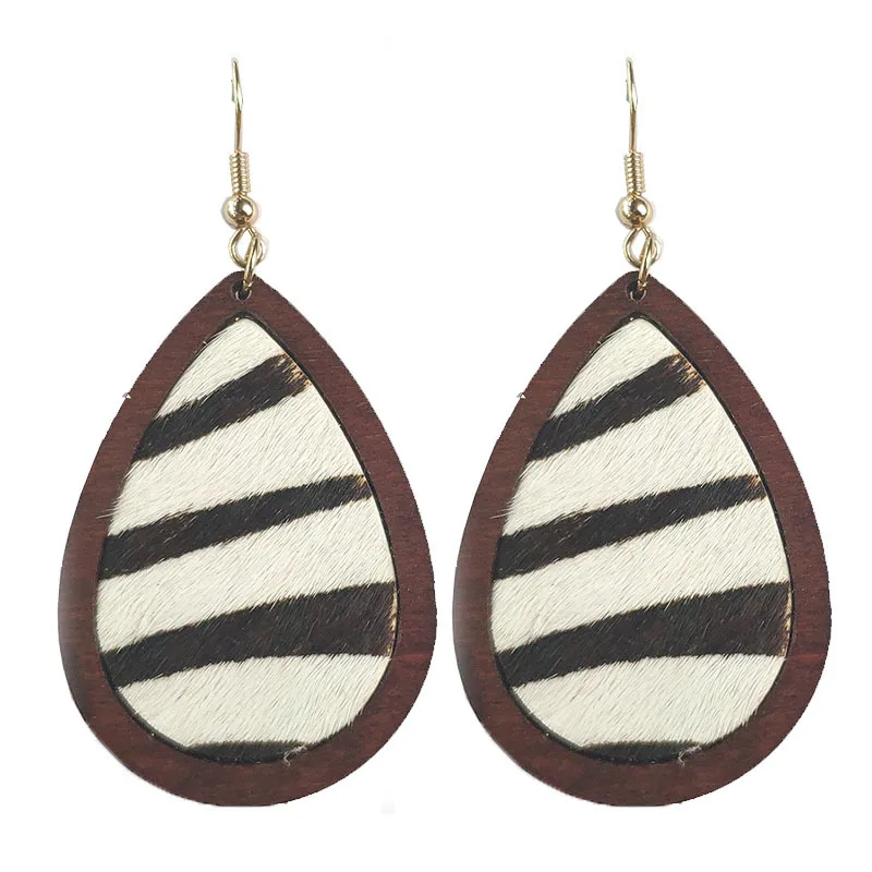 2020 новые богемные винтажные рыбные чешуи кожаные деревянные серьги-капли для