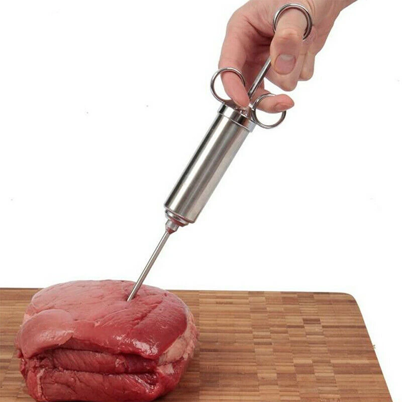 

Marinade Injector Meat Syringe Flavour Steak Chicken Turkey BBQ Doughnut Tool Stainless Steel Needle Cooking
