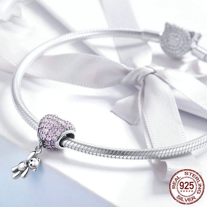 Новый 925 стерлингового серебра Дейзи цветок клип розовый циркония с кулоном