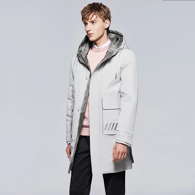 Winter down jacket new men's medium length jacket with extra thickness and warmth popular logo white duck down 90% down coat