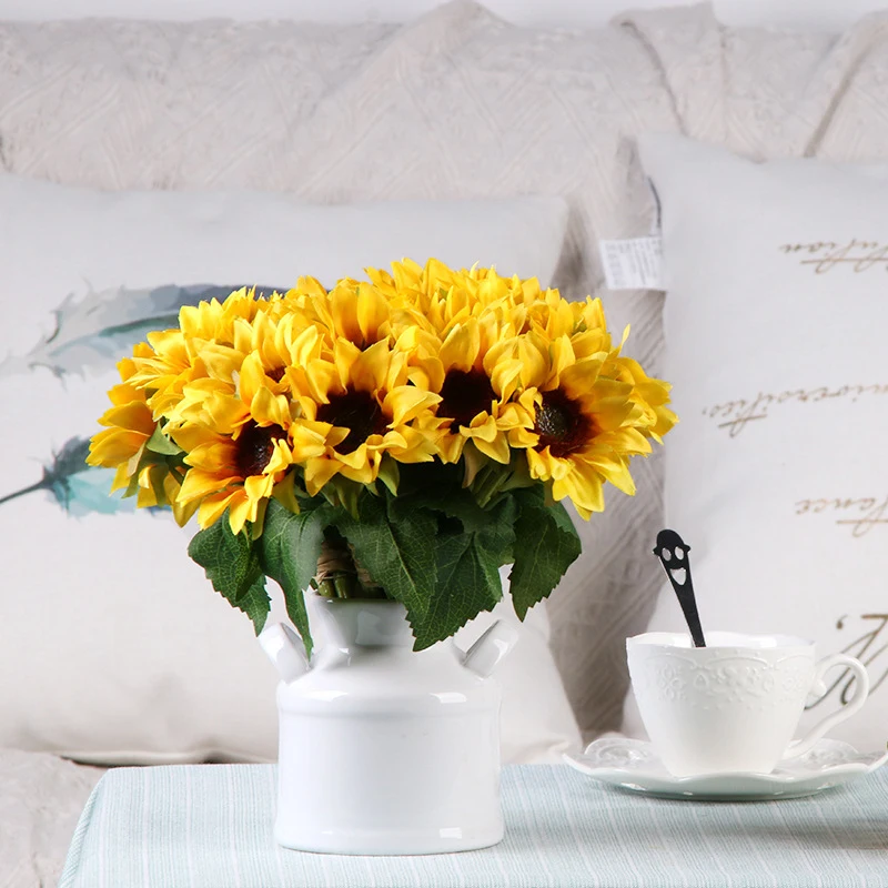 

6 sticks each artificial flowers bunch of sunflowers fake flowers home decor spring decoration flower decoration room decoration