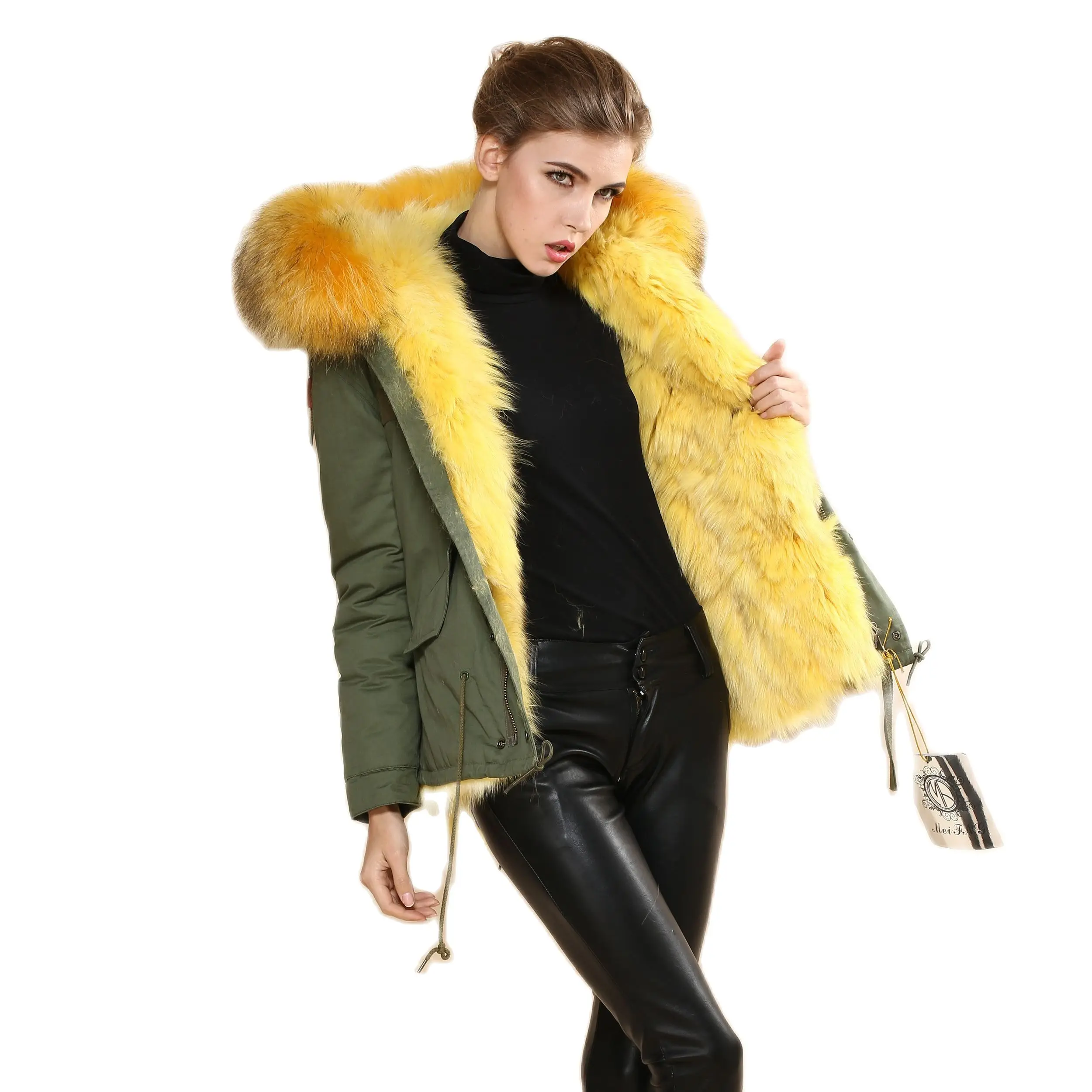 2017 теплая зимняя армейская зеленая парка шуба из натурального меха лисы пальто с