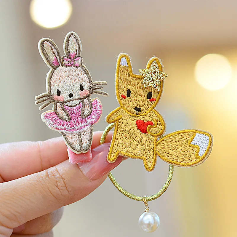 

1PCS Embroidered Rabbit Cute Princess Headwear Kids Elastic Hair Bands Children Hair Ties Ropes Girls Accessories Baby Headdress