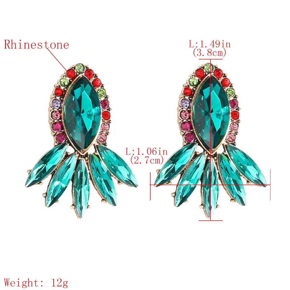 

High Quality Fashion Pink Crystal Earrings Korean Style Shiny Rhinestone Crystal Stud Earrings for Women Jewelry