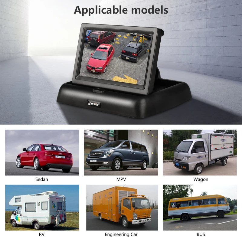Vtopek 4.3 Inch TFT LCD Car Monitor Foldable HD Display Reverse Image Camera Parking System for Auto Rearview Monitors NTSC | Автомобили и