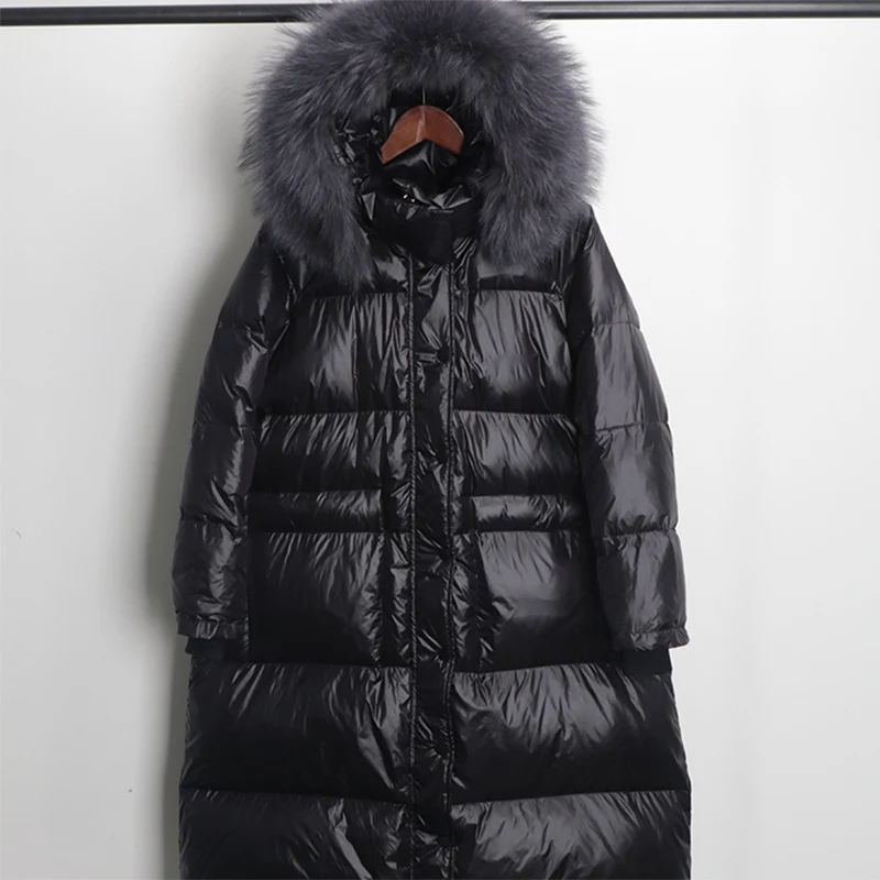 Большой головные уборы из натурального меха енота 2021 зимний женский пуховик