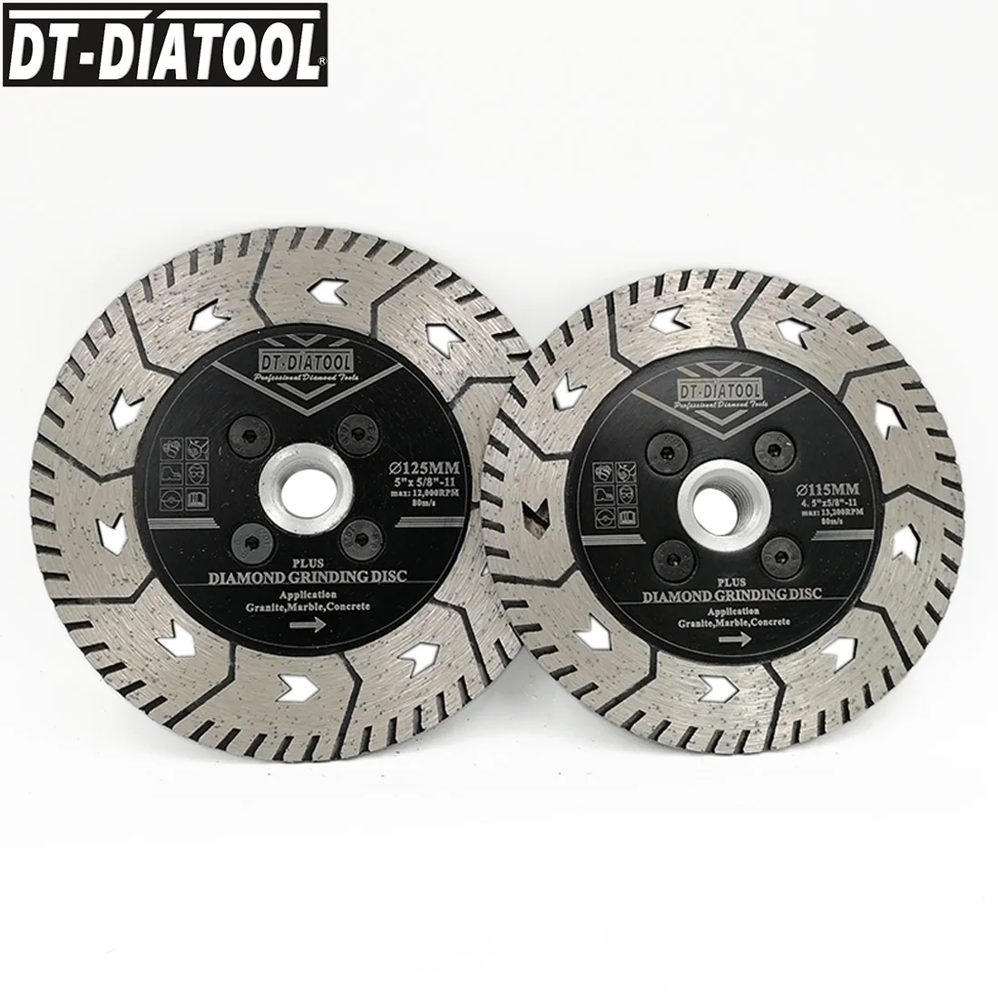 

Резьба DT-DIATOOL 2 шт., диаметр 5/8-11, диаметр 115 + 125 мм, двойная Алмазная резка, шлифовальный диск, лезвие для пилы из гранита, мрамора, горячего прессования