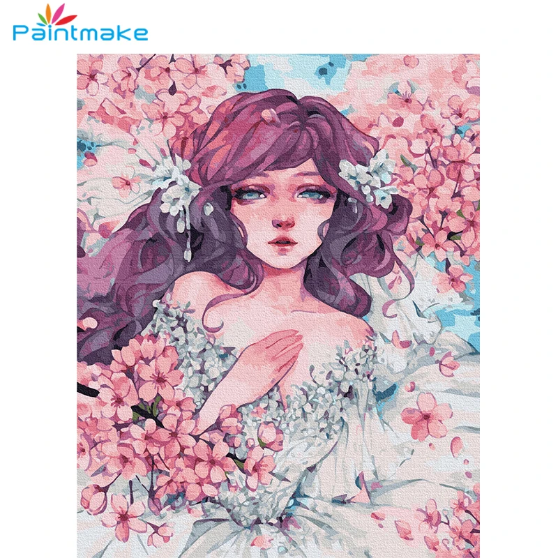 

Paintmake Portrait DIY Paint By Numbers no frame Abstract Girl fish Canvas Painting For Home Room Decor Wall Art picture Gifts