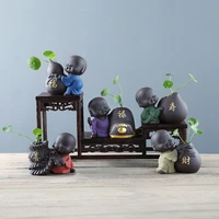 purple sand wufu little monk tea pet ornament tea ceremony flower arranging device mini office desktop hydroponic vase