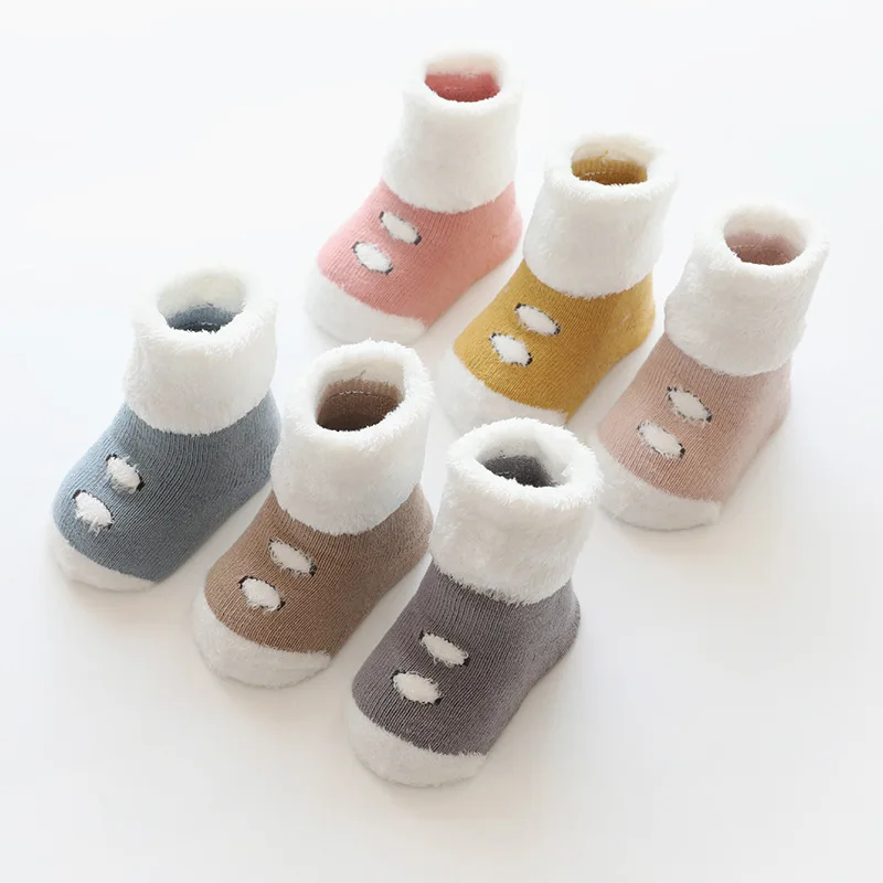 Calcetines gruesos de invierno para beb&eacute; reci&eacute;n nacido, Calcetines antideslizantes suaves para beb&eacute;, accesorios de ropa c&aacute;lida-0