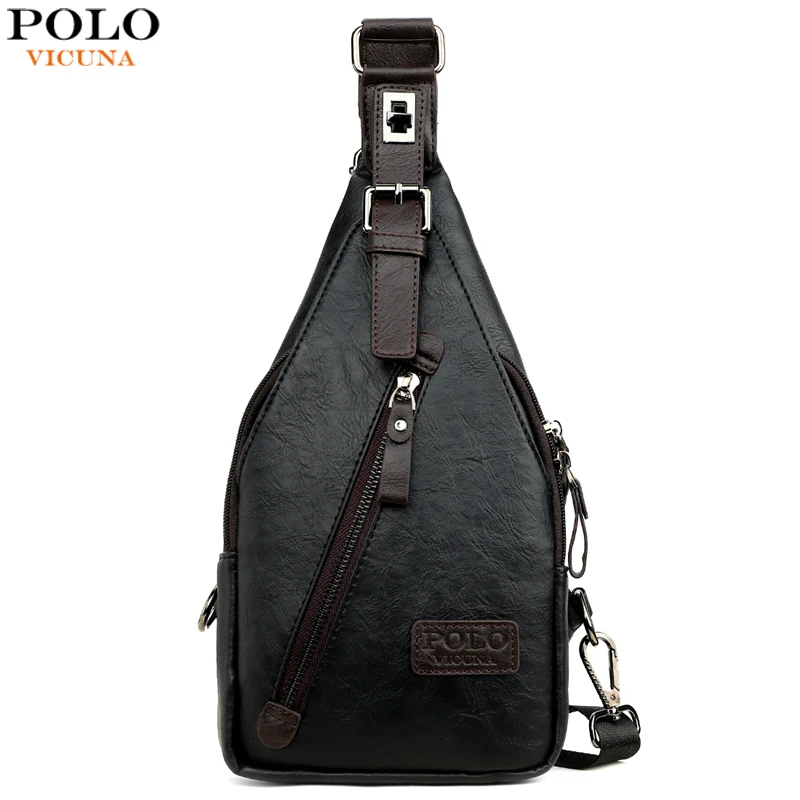 VICUNA POLO, известный бренд, защита от красок, магнитная кнопка, открытая кожа, мужские нагрудные сумки, модная дорожная сумка через плечо, мужская сумка-мессенджер