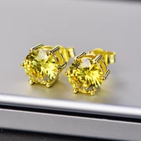 luxury yellow red aaa zircon stud earrings for women fashion gold earrings for ladies jewelry accessories wholesale