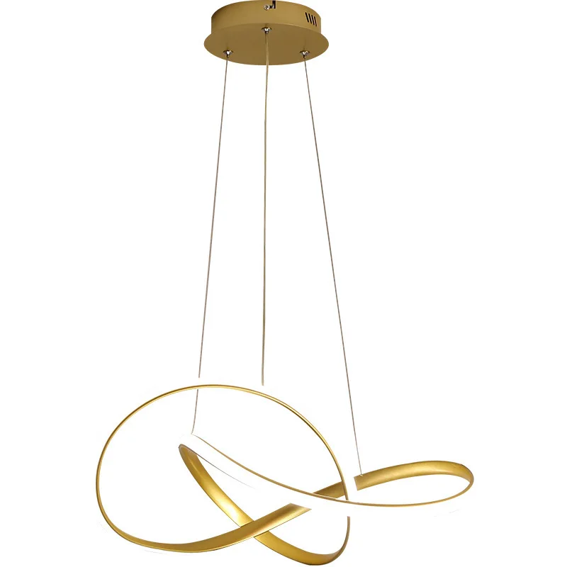 

New Modern Simple Office Line LED Chandelier Creative Nordic Dining Room Bedroom Personalized Golden Chandelier