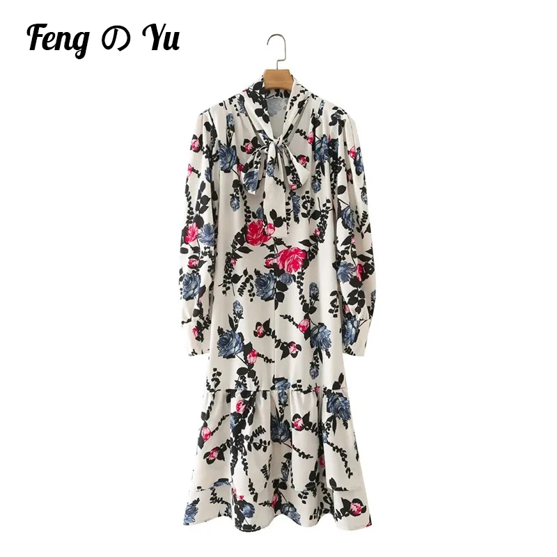 

Autumn White Chiffon OL Shirt Ladies Dress Long-Sleeved Loose Waist Plus Size Skirt Double-Layer Skirt Ruffle Print Women's XL