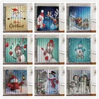 Набор штор для душа с 3D рисунком Санта-Клауса, снеговика, 150180 см, с крючками, Рождественское украшение для дома, декоративные занавески для ванной комнаты