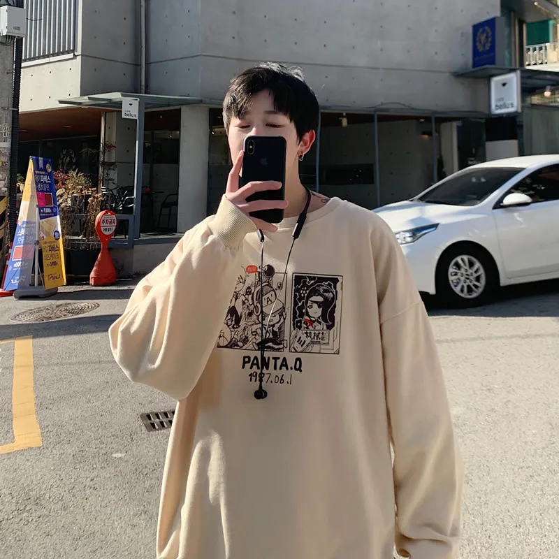 2020 весна и осень Новый мужской свободный свитер с принтом модный Повседневный