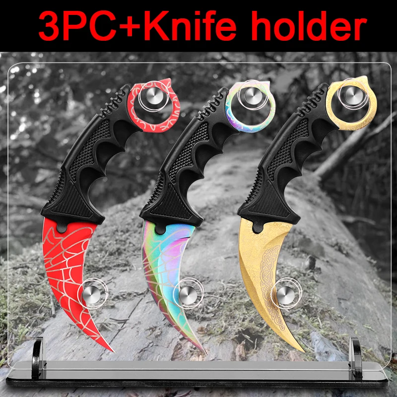 

CS GO Counter Strike Knife Fixed Blade Lore Sheath Tiger Tooth Rainbow Tactical Survival Tool Hunting Knife With Knife Holder