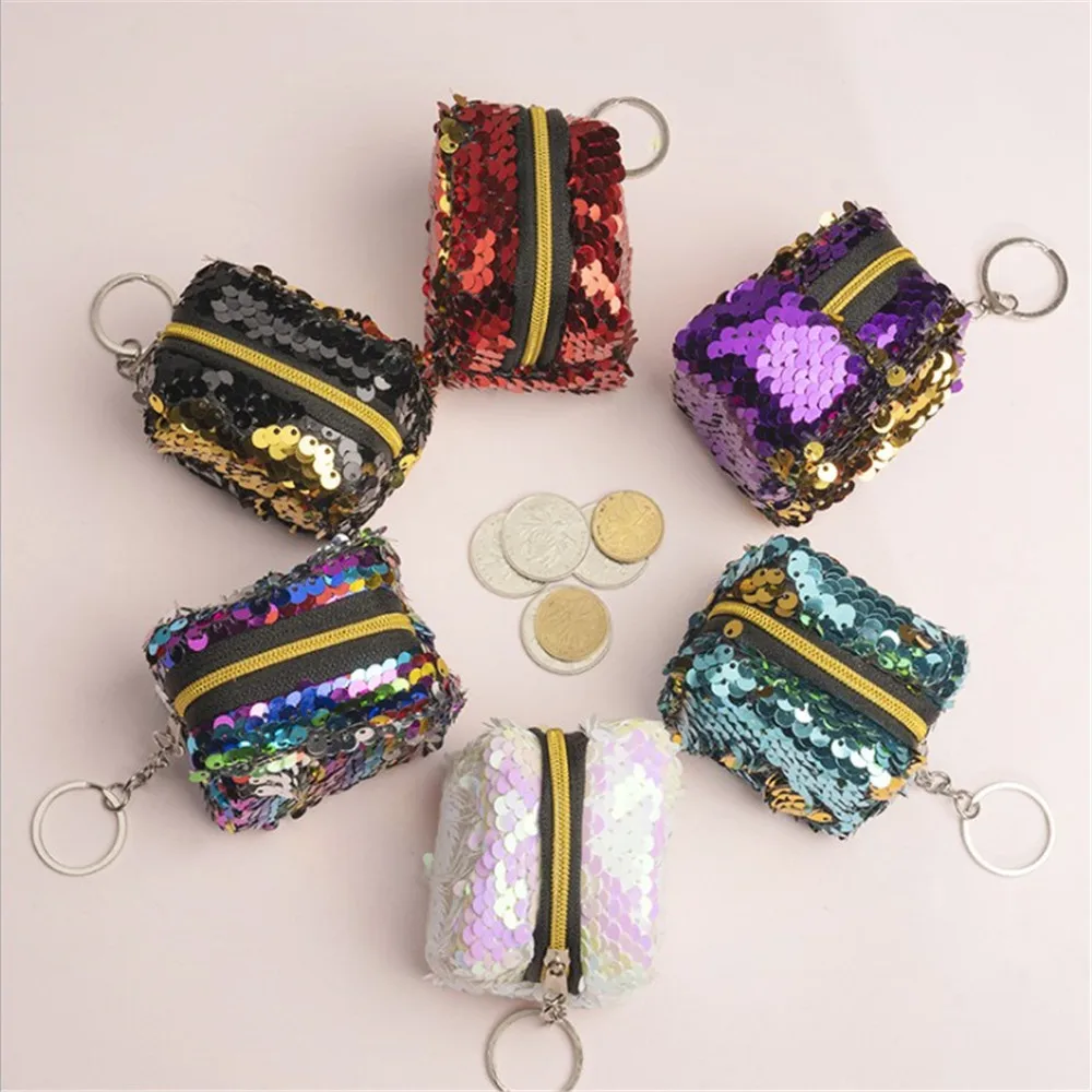 

Симпатичный детский мини-кошелек с монетницей и блестками, женский модный мини-кошелек с блестками, Сумка с цепочкой для ключей, маленький п...