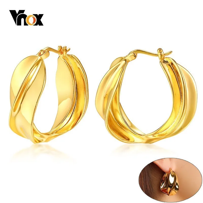 Женские золотые серьги с несколькими тонами Vnox вечерние большие круглые кольца