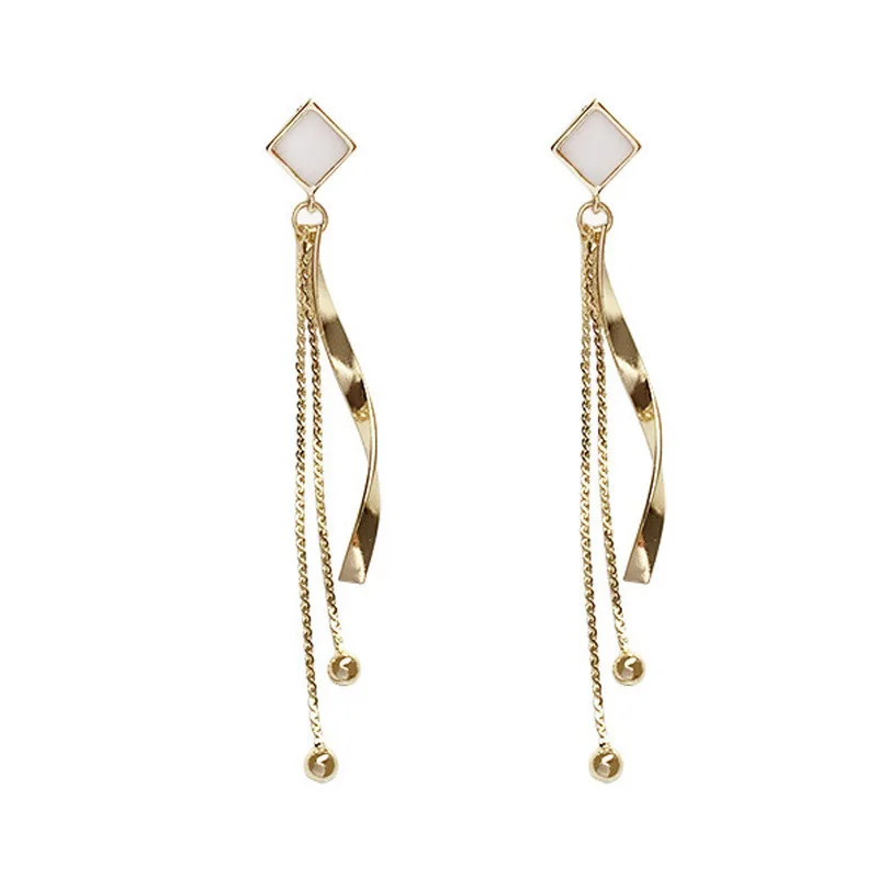 

Geometric Square Earrings S925 Silver Needle Temperament Long Simple Tassel Earrings Net Red Earrings Elegant Earrings