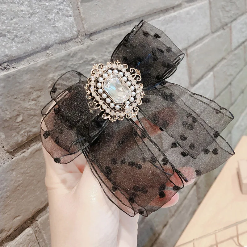 

Zircon Fabric Lace Big Bow Spring Clip Pearl Bowknot Hair Pins for Women Girls Hair Jewelry Fashion Headwear Hair Accessories