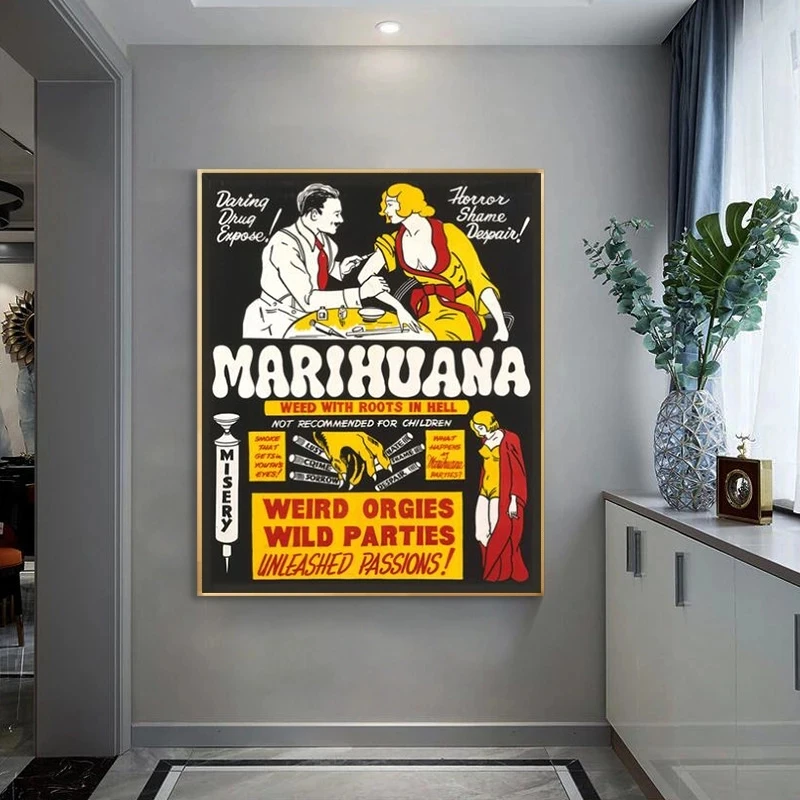 Картина на холсте антимарихуана в стиле ретро настенные картины плакаты и принты