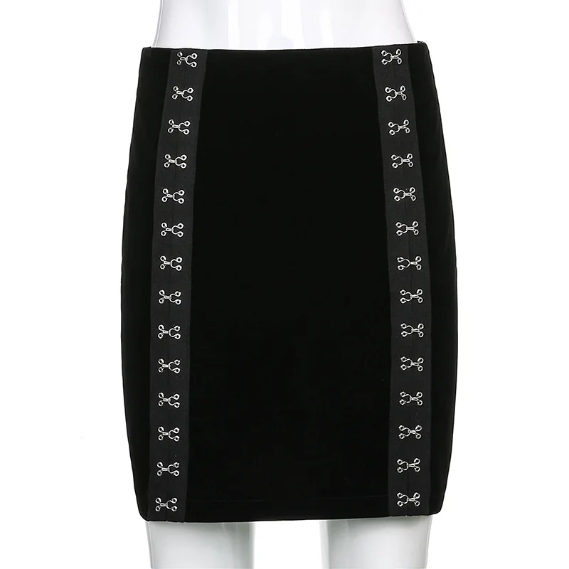 

SISHION 2021 New Goth Style Gothic Velvet Skirt VD1732 Women Y2K e girl High Waist Slim Sexy Pencil Black Mini Skirt jupe