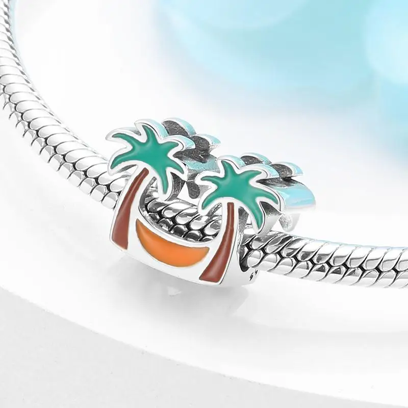 Высокое качество серебро 925 пробы красная эмаль бикини набор форма бусины шарм