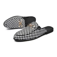 men summer fashion low heel casual mules hombre breathable comfy pu leather half loafer slipper male slip on half leisure sandle