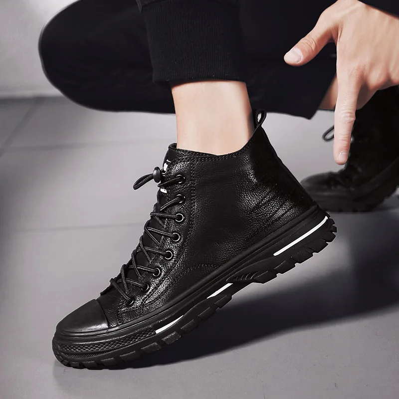 

Men Boots Shoes Outdoor Winter Botas Hombre suede leather Fashion lace up Anti-Slip Leather Men's Military Boots Footwear