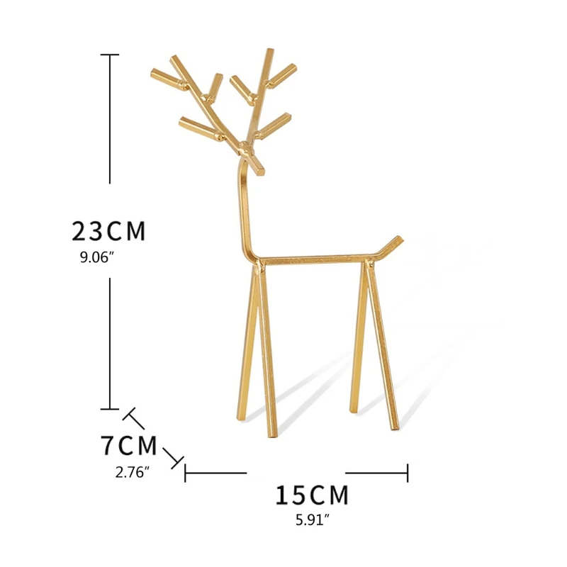 

3D Golden Deer Jewelry Display Stand Necklace Earrings Organizer Tree Geometric Deer Tower Rack for Rings Bracelets Holder