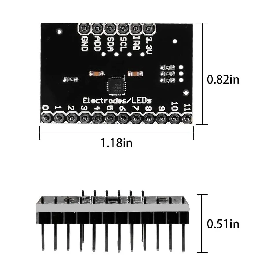 

1pc MPR121 Breakout V12 Proximity Capacitive Touch Sensor Controller Keyboard Development Board Module For Arduino