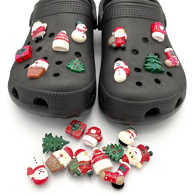 Christmas Shoe Pins DIY Parts Santa Claus Snowman Tree Croc Shoe Charms Decorations For Clogs Garden Shoes Accessories Xmas Gift