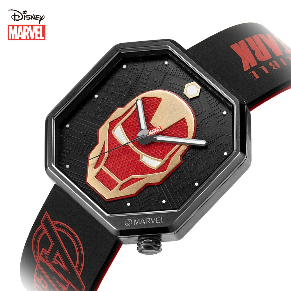 Часы Disney Marvel мужчина Железный человек светящиеся кварцевые часы новая клейкая