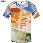 Мужская Винтажная Футболка KYKU, серая футболка с 3D-принтом в стиле Харадзюку, Готическая Футболка с принтом денег, лето 2019