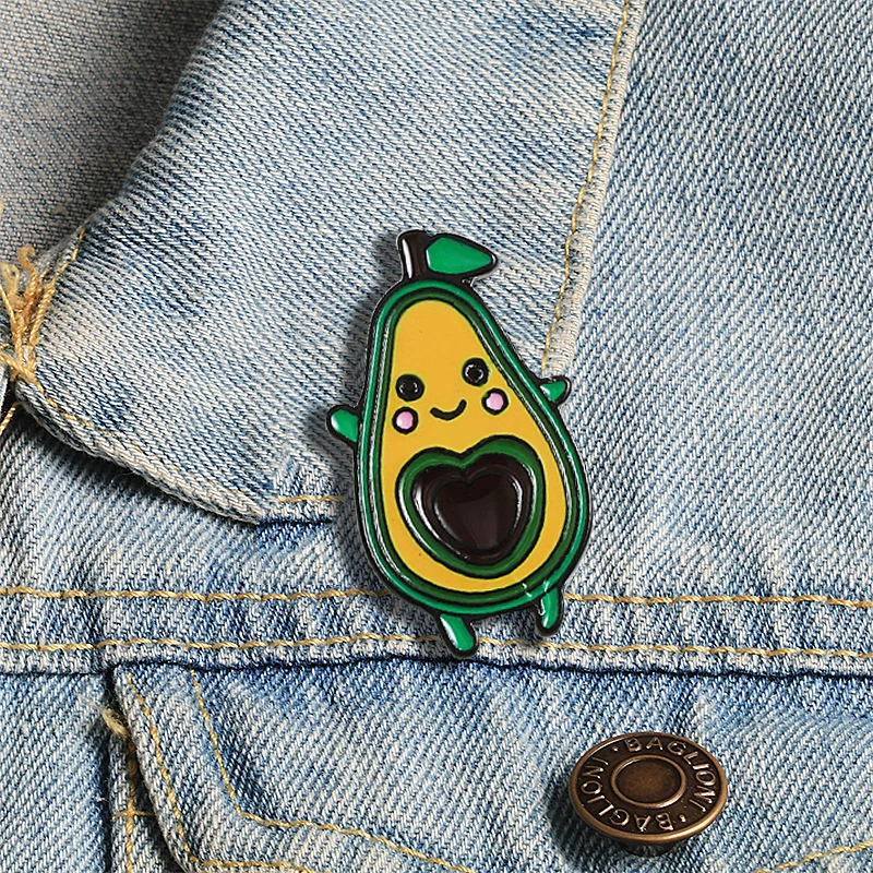 Симпатичные Мультяшные броши в форме авокадо груши сердца фруктов улыбки