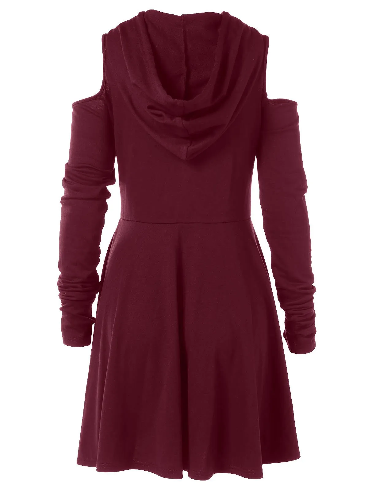 Женское платье с капюшоном Goth повседневное однотонное плиссированное в