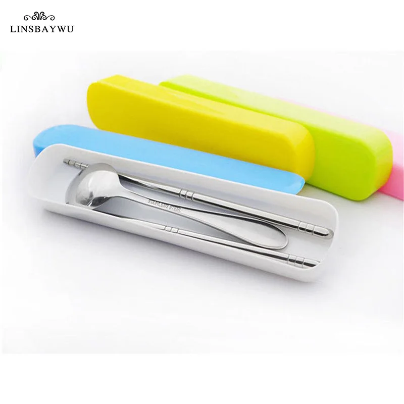 Удобный Пластик палочки из нержавеющей стали набор коробка соломы столовых