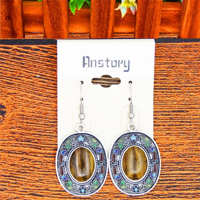 Ювелирные наборы с натуральным тигровым глазом ручная роспись цветочный завод