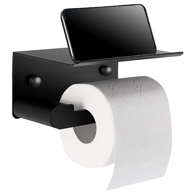 

Toilet Roll Holder - Rust Resistant Coated Space-Grade Aluminum Toilet Paper Holder with Storage, Eco-Friendly Wall