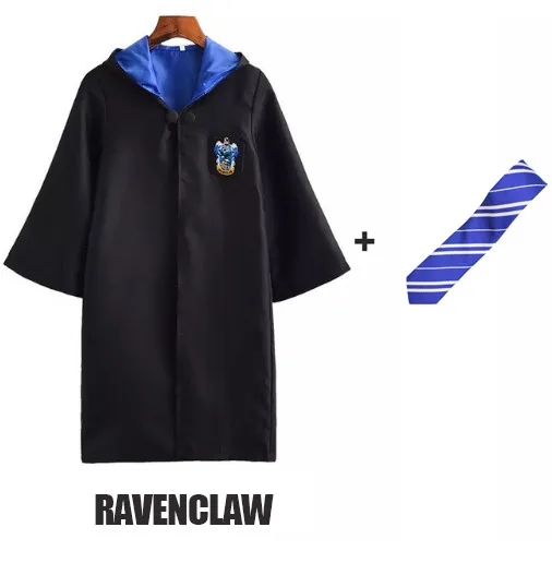Ravenclaw косплей на Гриффиндор Hufflepuff костюм Слизерин Поттер халат плащ с галстуком шарф Поттер Костюм - Цвет: Ravenclaw and Tie