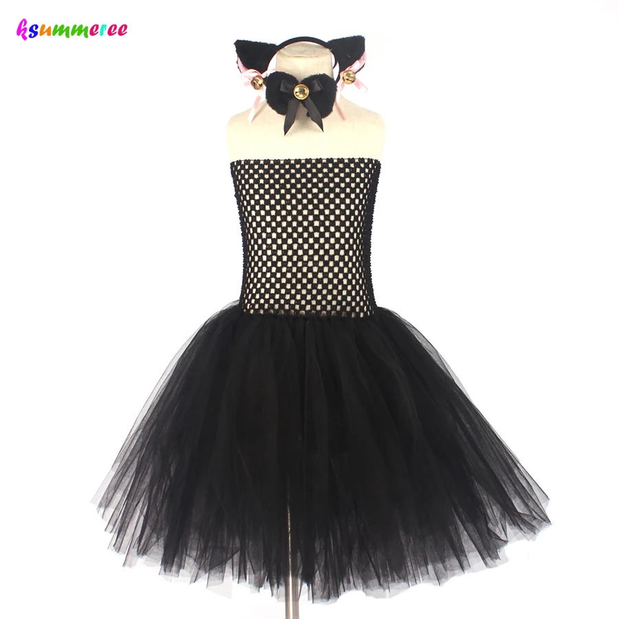 Deluxe Girls Black Cat Costume with Accessories - Halloween Animal Tutu Dress for Children, Ideal for Kids' Role Play and Pet Birthday Party Outfits image 5