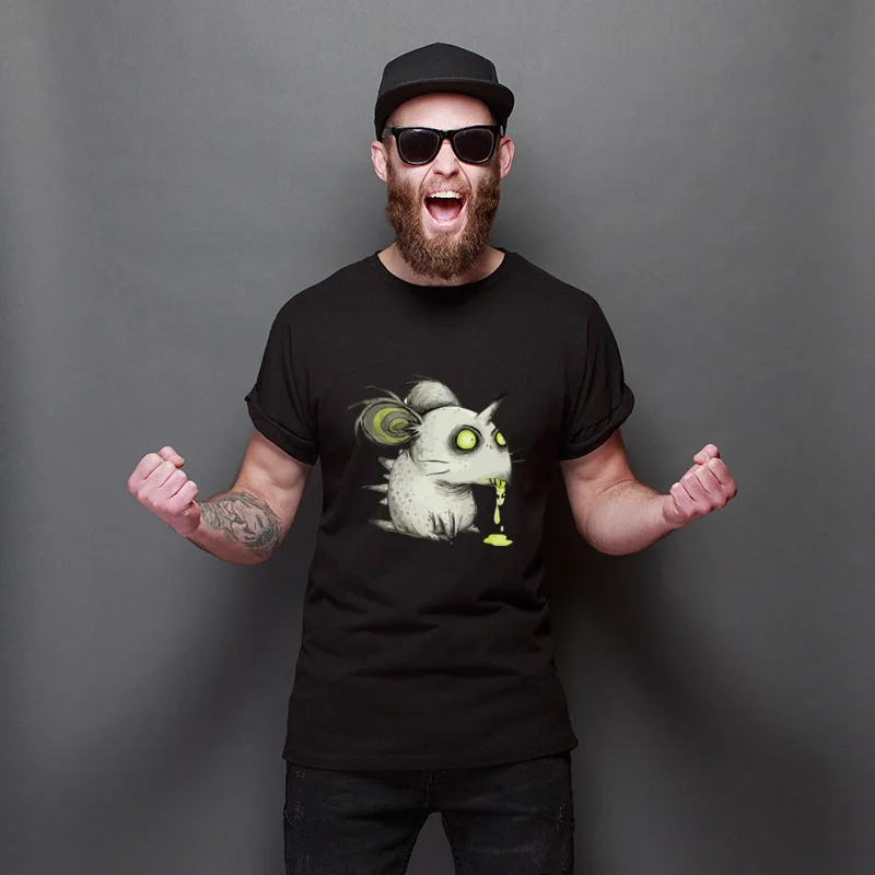 

New Year Day Mouse Classic Slim Fit Tops Shirt Fashionable Prevalent Tees Simple Style Pure Cotton T-Shirts Boyfriend Gift