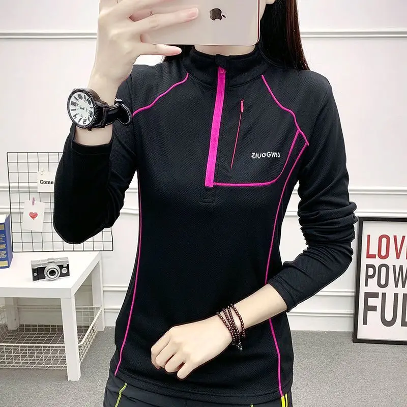 

Дышащая Спортивная футболка, женские повседневные спортивные топы, тонкая одежда для йоги, быстросохнущая спортивная футболка с длинным ру...