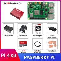 ITINIT R98 Raspberry Pi 4 Model B Kit 2/4/8GB + Wireless Gamepads + 64G/32GB SD Card + Case + Copper Heat Sink + Video Cable