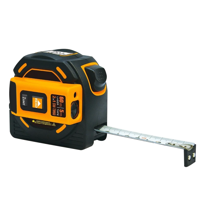 

2 In 1 Laser Measure Distance Meter 60M Laser Tape metro digital Retractable 5m Laser Range finder Survey Tool dalmierz laserowy